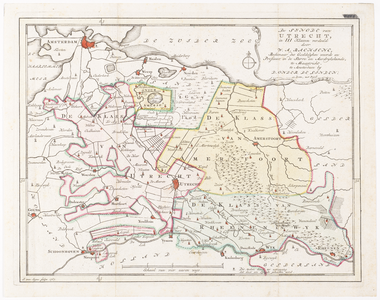 203121 Kaart van de provincie Utrecht; met weergave van het grondgebied van de klasses Utrecht, Amersfoort en Rhenen.
